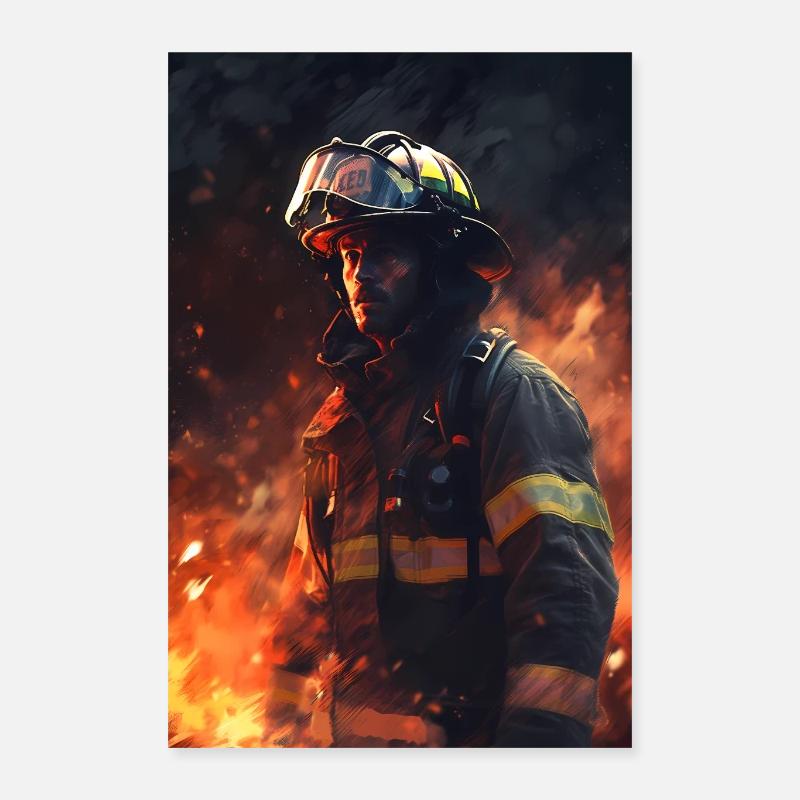 Firefighter Fire Poster 16" x 24" (40x60 cm)