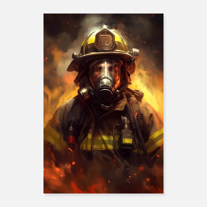 Firefighter Fire Poster 16" x 24" (40x60 cm)
