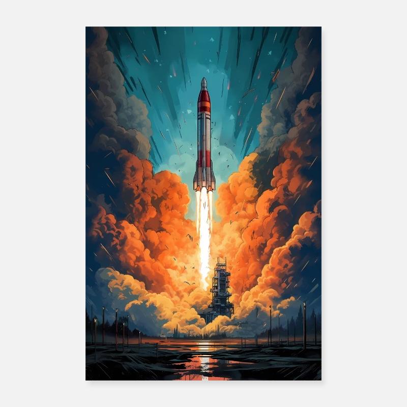 Lancement spatial de Rocket Rocket Astronauts Poster 40 x 60 cm