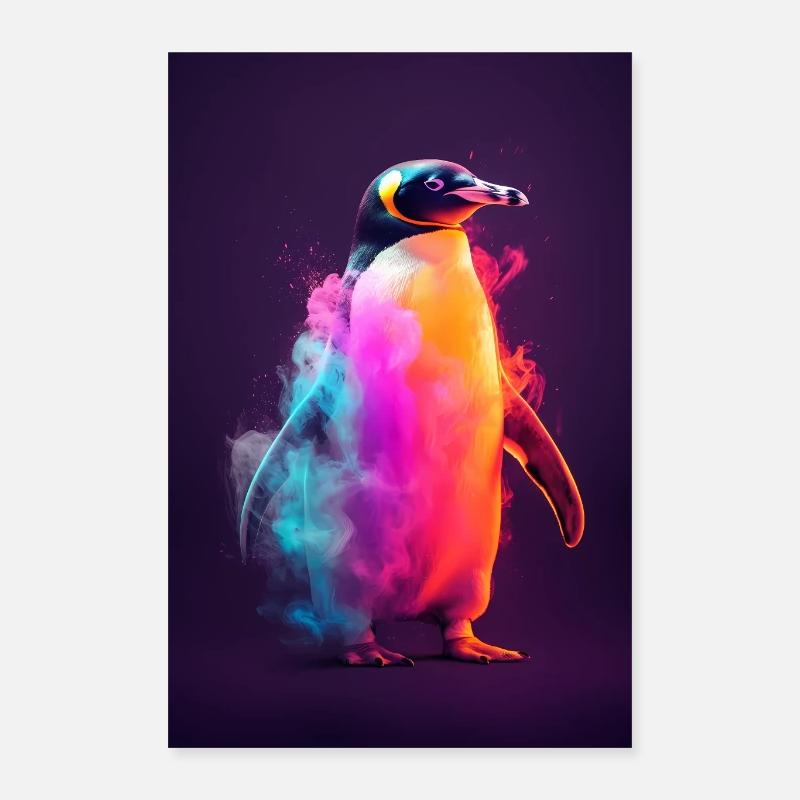 Pinguin Pinguine Tier Neon Poster 40x60 cm