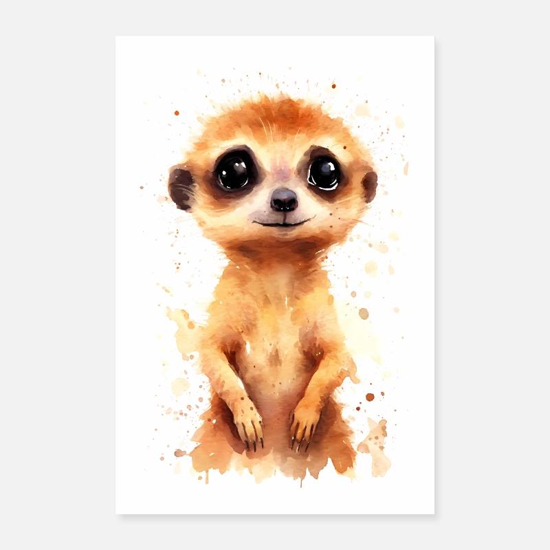 Erdmännchen Tier Erdmann Watercolor Poster 40x60 cm