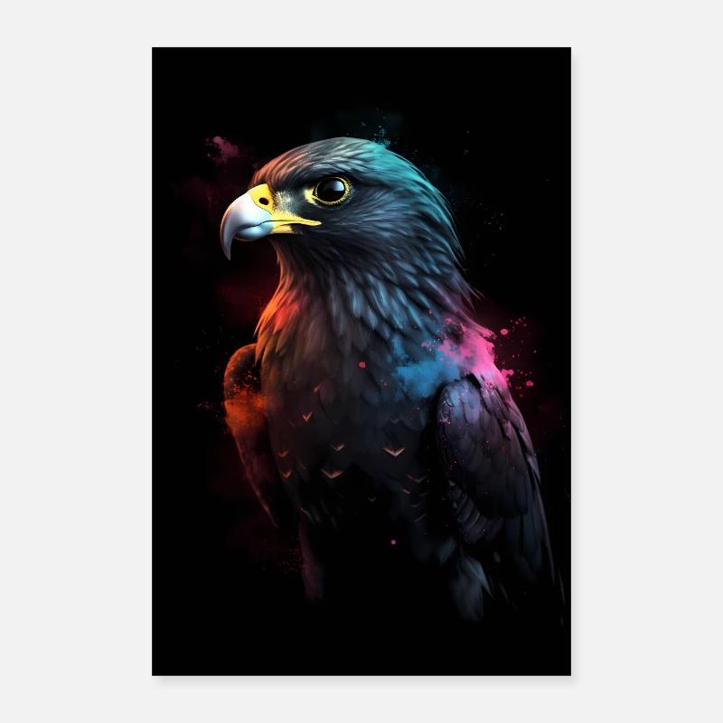 Faucon Falcon coloré Poster 40 x 60 cm