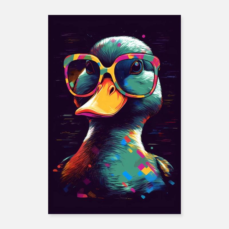 Duck With Sunglasses Poster 40x60 cm