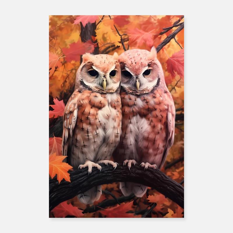 Eule Vogel Tier Eulen Cuddle Poster 40x60 cm