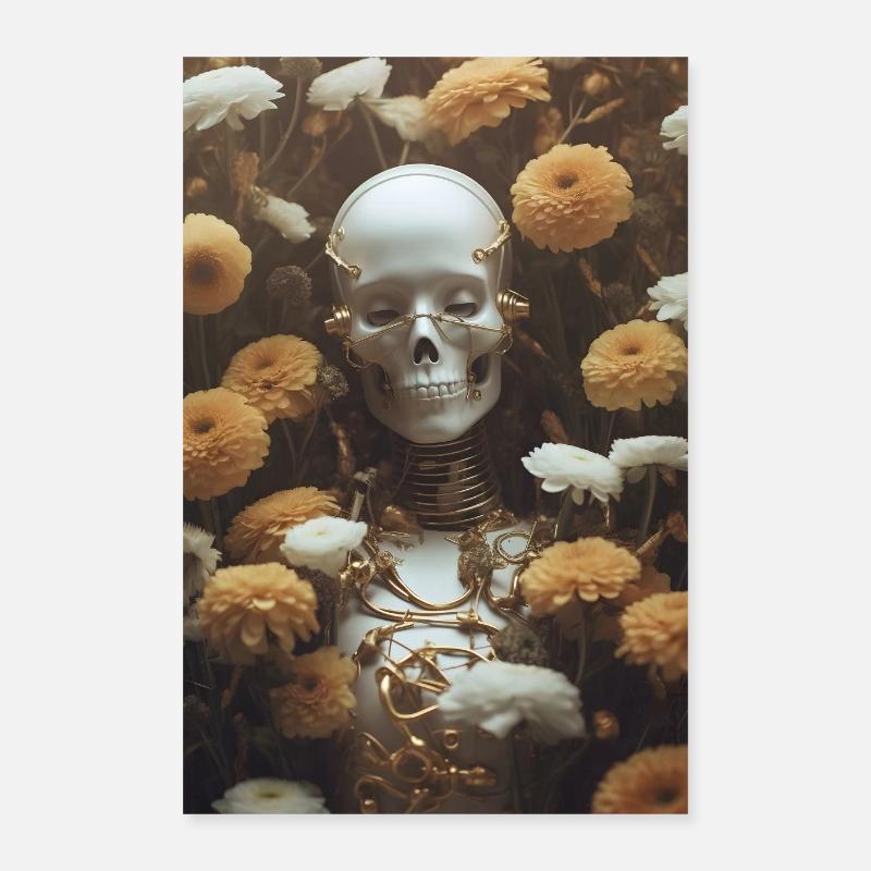 Roboter Blumen Poster 40x60 cm