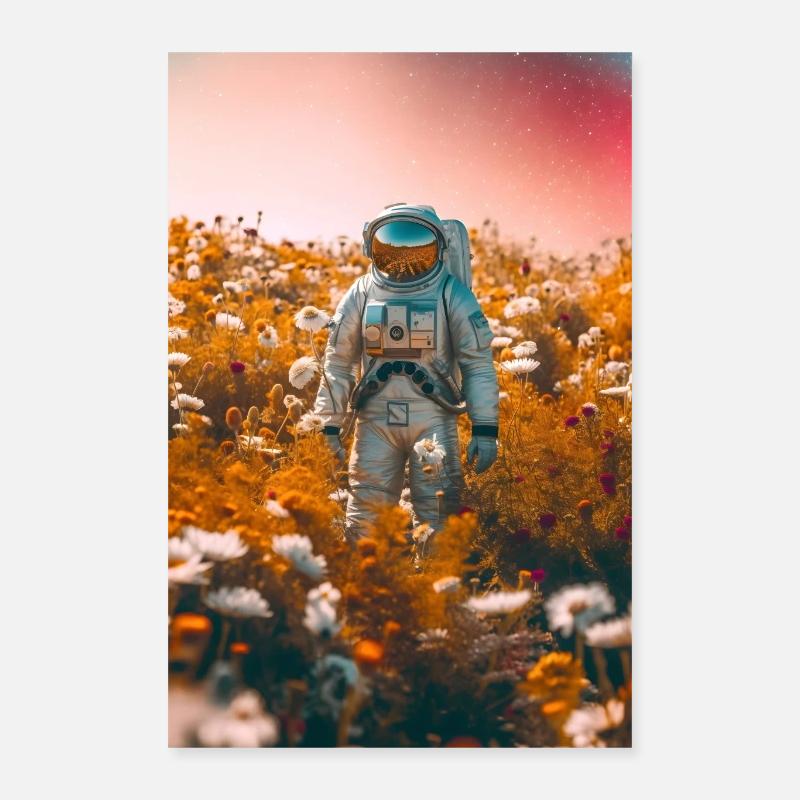 Astronaut Flowers Infinity Poster 16" x 24" (40x60 cm)