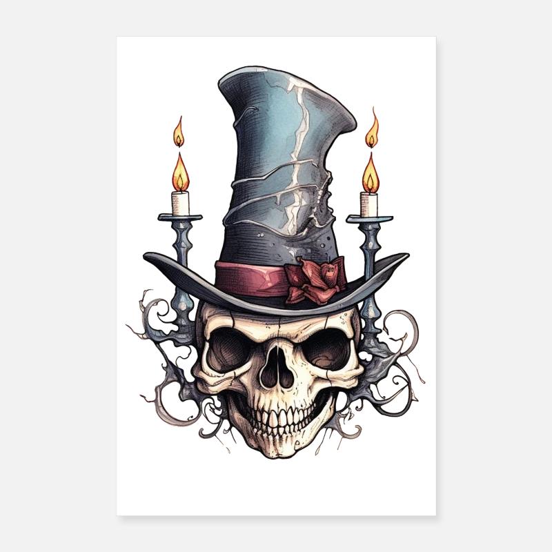 Skull Cylinder Drawing Poster 16" x 24" (40x60 cm)