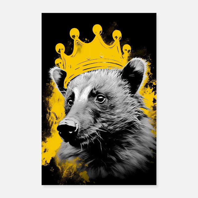 Honey Badger With Crown Poster 40x60 cm
