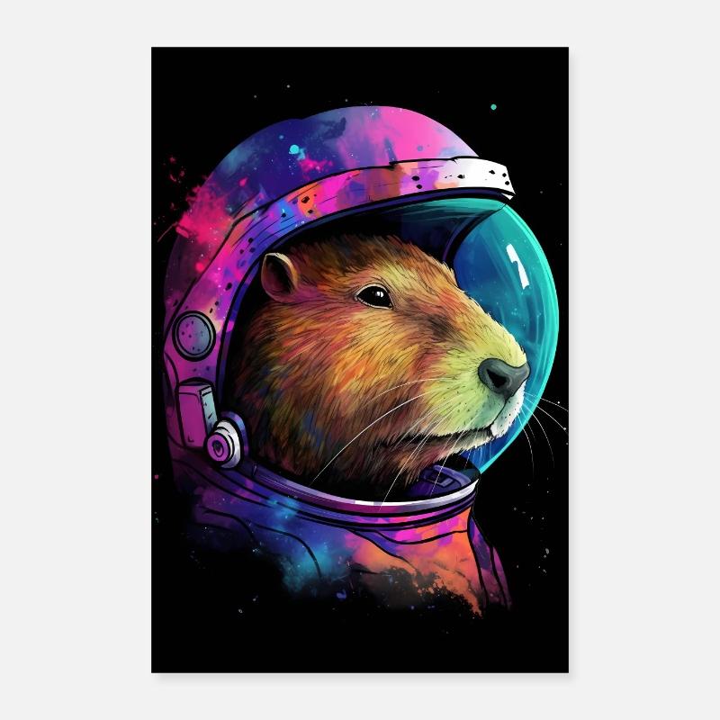 Capybara Astronaut Galaxy Poster 40x60 cm