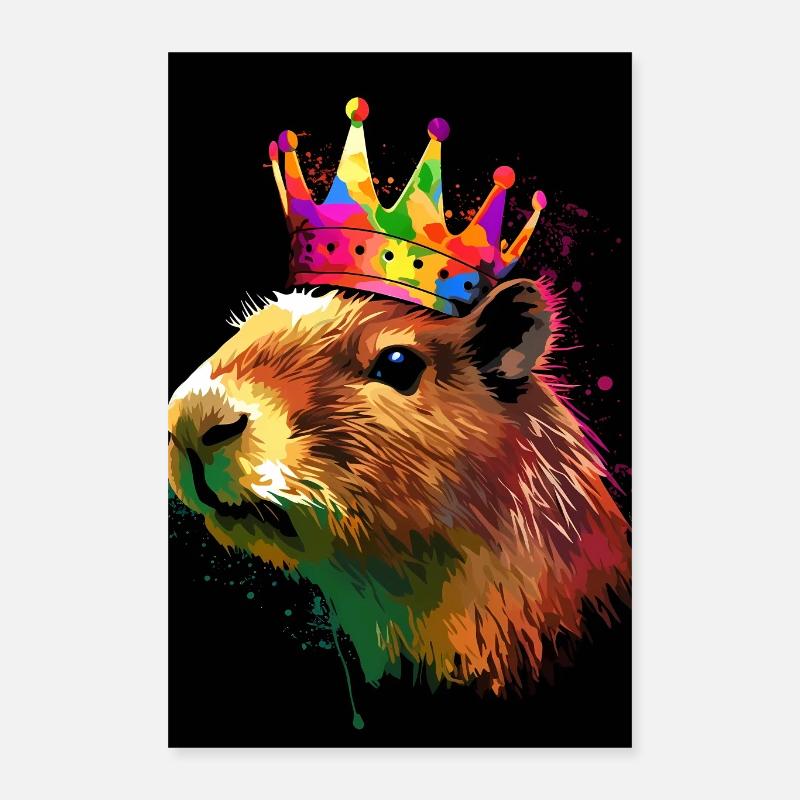 Capybara With Crown Poster 40x60 cm