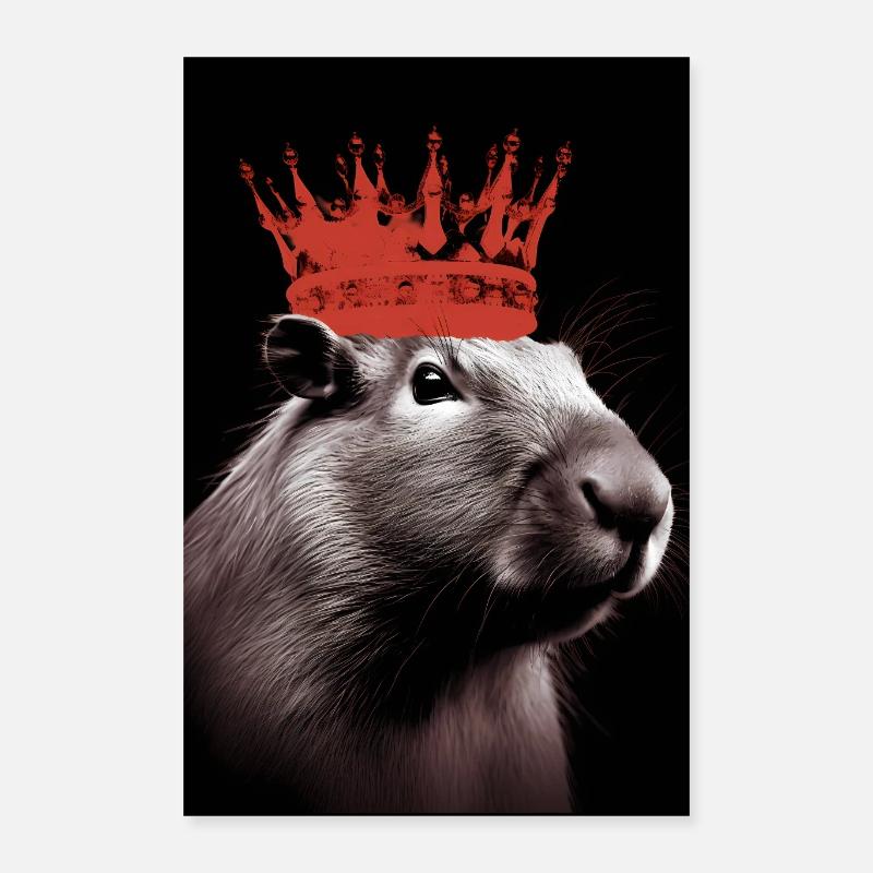 Capybara With Crown Poster 40x60 cm