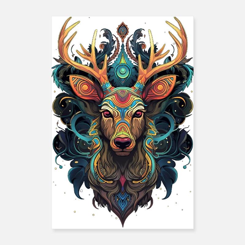 Vibrant Stag Mandala Poster 16" x 24" (40x60 cm)