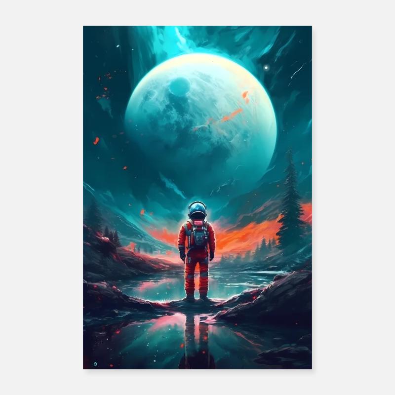 Astronaut Space Cosmonaut Rocket Cosmonaut Poster 16" x 24" (40x60 cm)