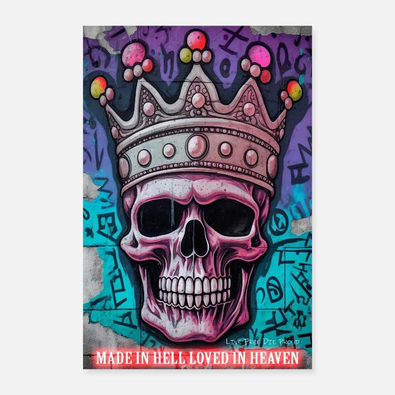 SKULL MADE IN HELL LOVED IN HEAVEN (2) Poster 16" x 24" (40x60 cm)