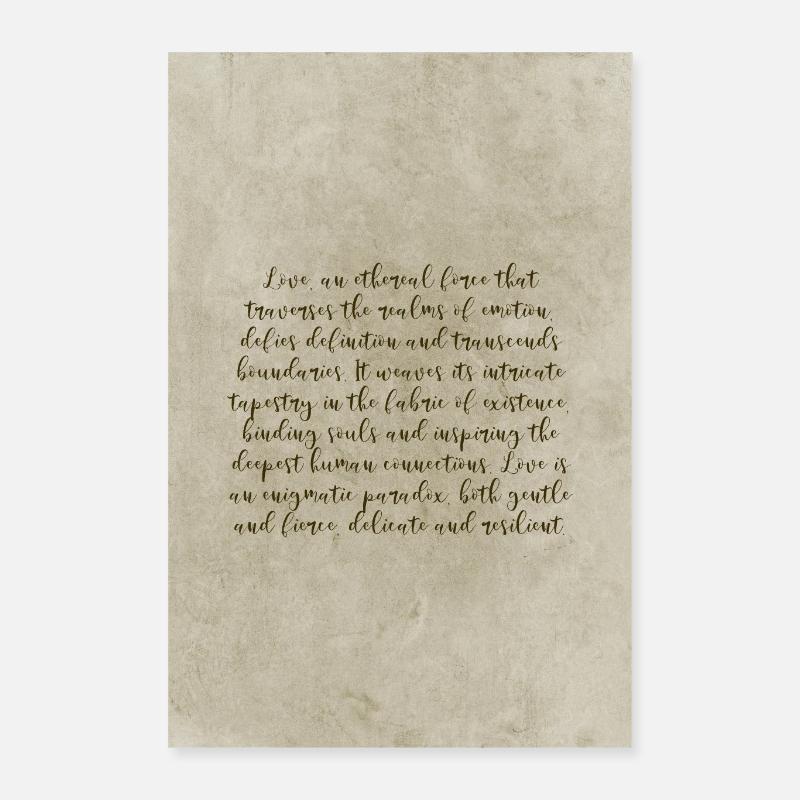 Texte philosophique sur l’affiche d’amour Poster 40 x 60 cm