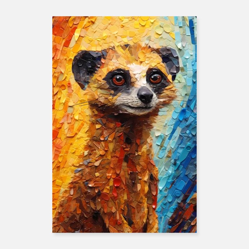 Erdmännchen Tier Erdmann Colorful Poster 40x60 cm