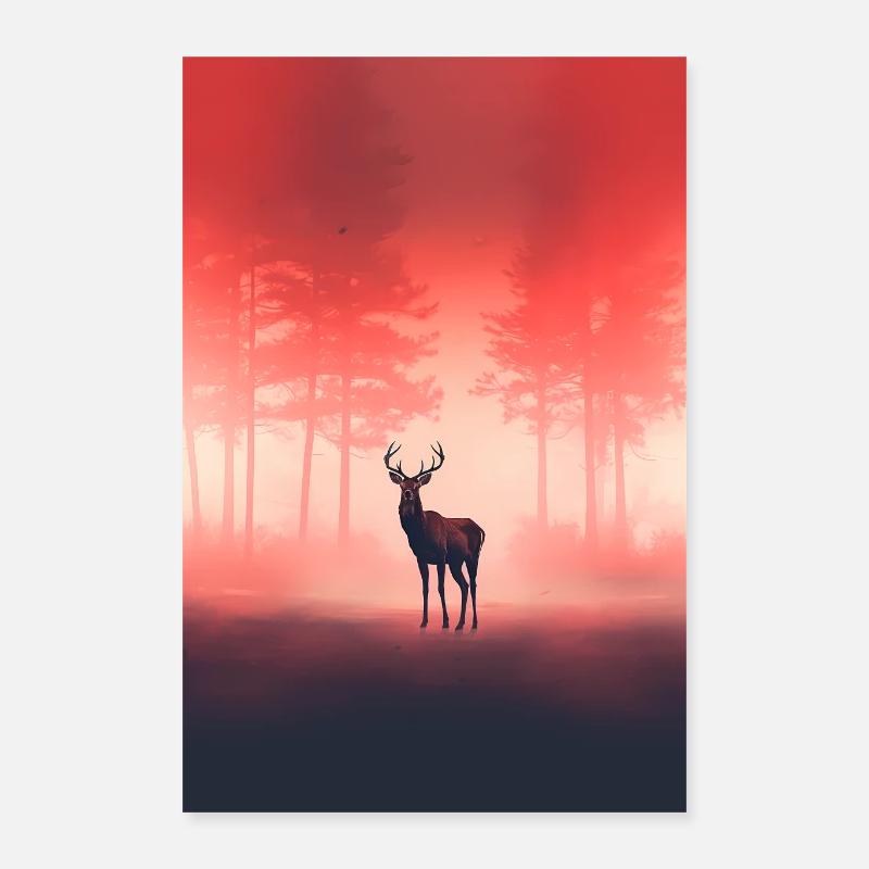 Reh Hirsch Jäger Tier Forest Poster 40x60 cm