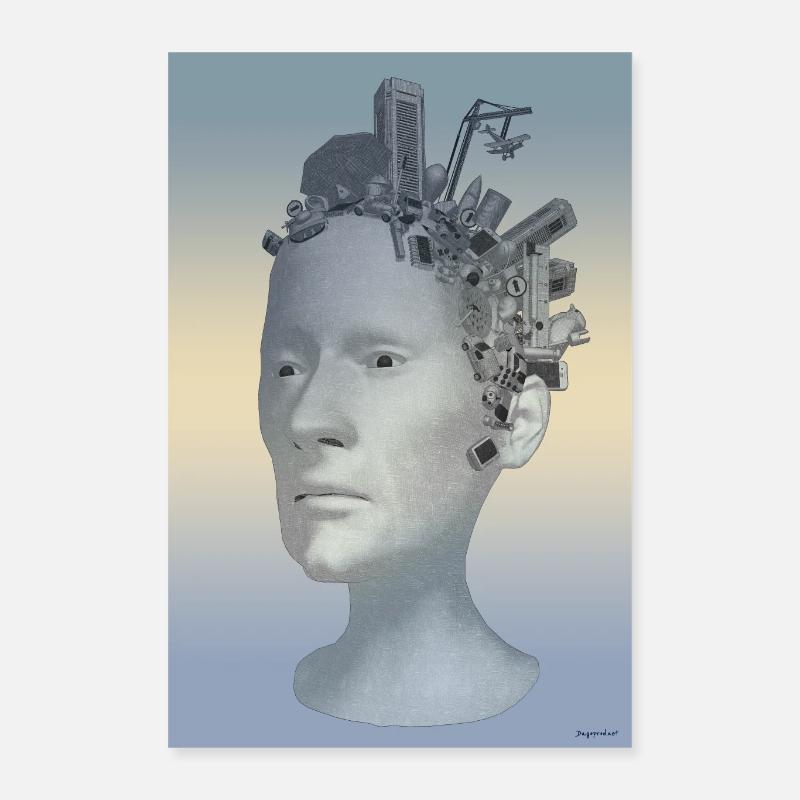 Technological urban bonding head Poster 16" x 24" (40x60 cm)