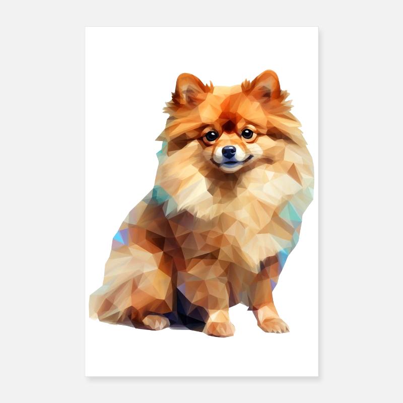Miniature Spitz Geometric Drawing Poster 16" x 24" (40x60 cm)