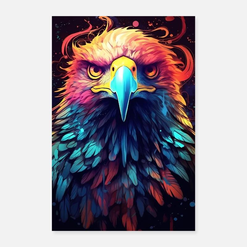 Eagle Animal Eagle Bald Eagle Colorful Poster 16" x 24" (40x60 cm)