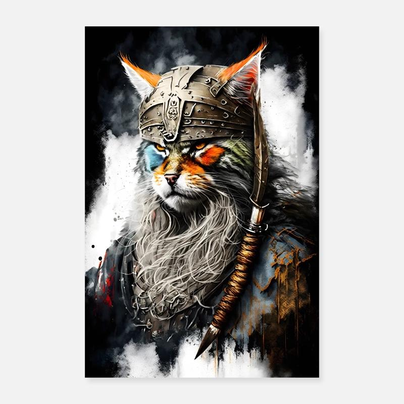 Wikingerkatze in Uniform Poster 40x60 cm