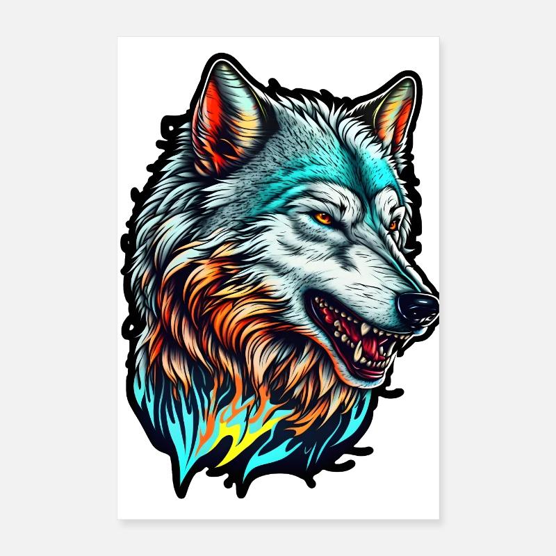 Wolfskopf-Farbe Poster 40x60 cm