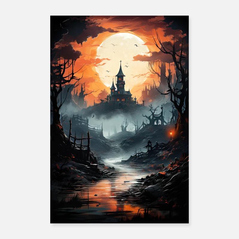 Maison hantée / palais. Décor d’Halloween Poster 40 x 60 cm