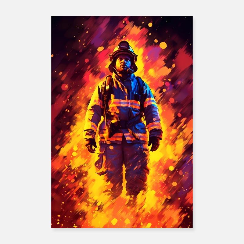 Feuerwehrmann - Poster 40x60 cm - Weiß