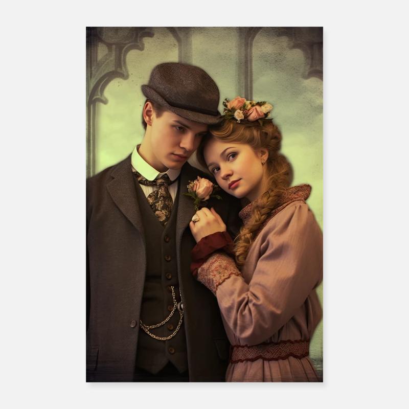 Vintage Couple, Old-fashioned Style, Elegance Poster 16" x 24" (40x60 cm)