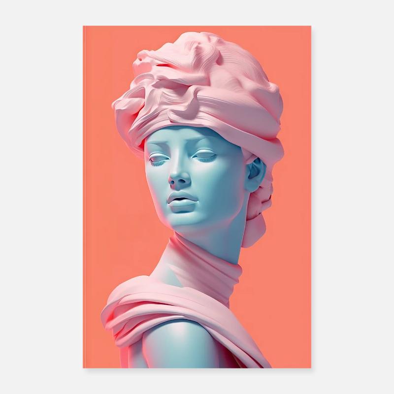 Poster mit Skulptur einer Frau in Mintfarbe Poster 40x60 cm