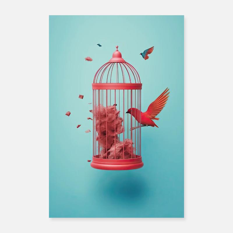 Affiche avec perroquet au design coloré Poster 40 x 60 cm