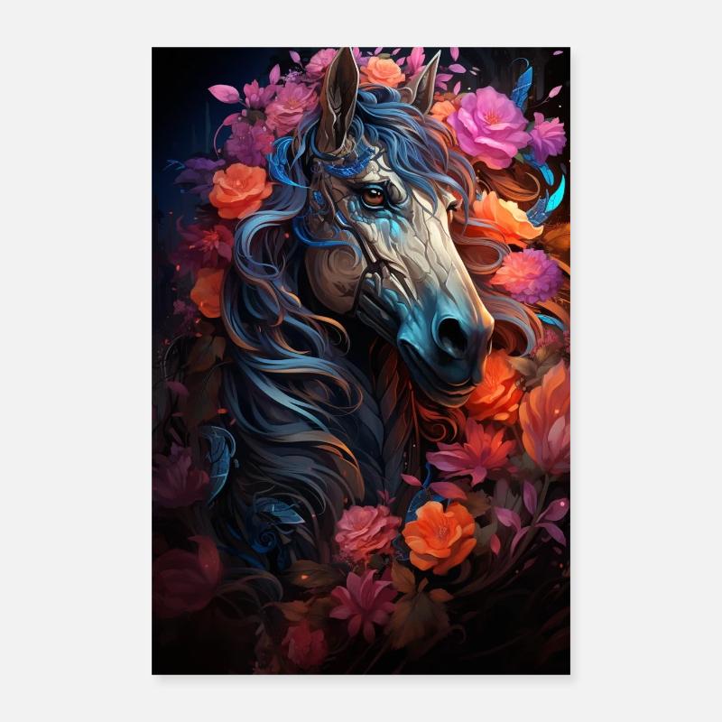 Bellissimo poster del cavallo con un cavallo dipinto - Poster 40x60 cm - bianco