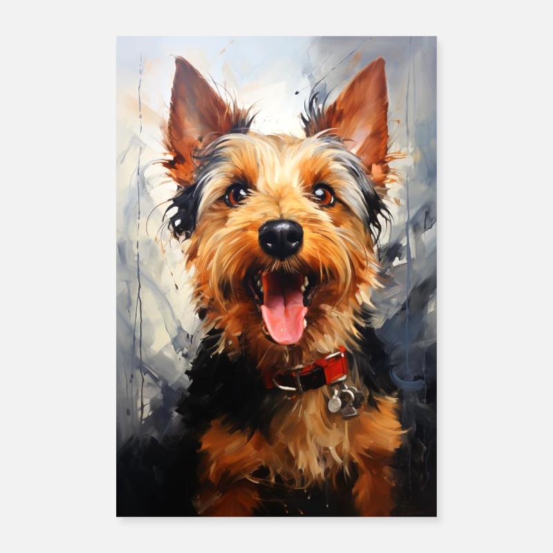 Belle affiche de chien avec un chien peint - Poster 40 x 60 cm - blanc