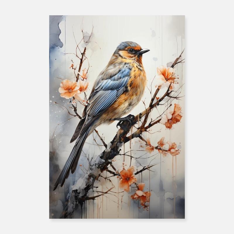 Digitale Malerei Kunst Stil Vogel Kunstdruck Poster 40x60 cm