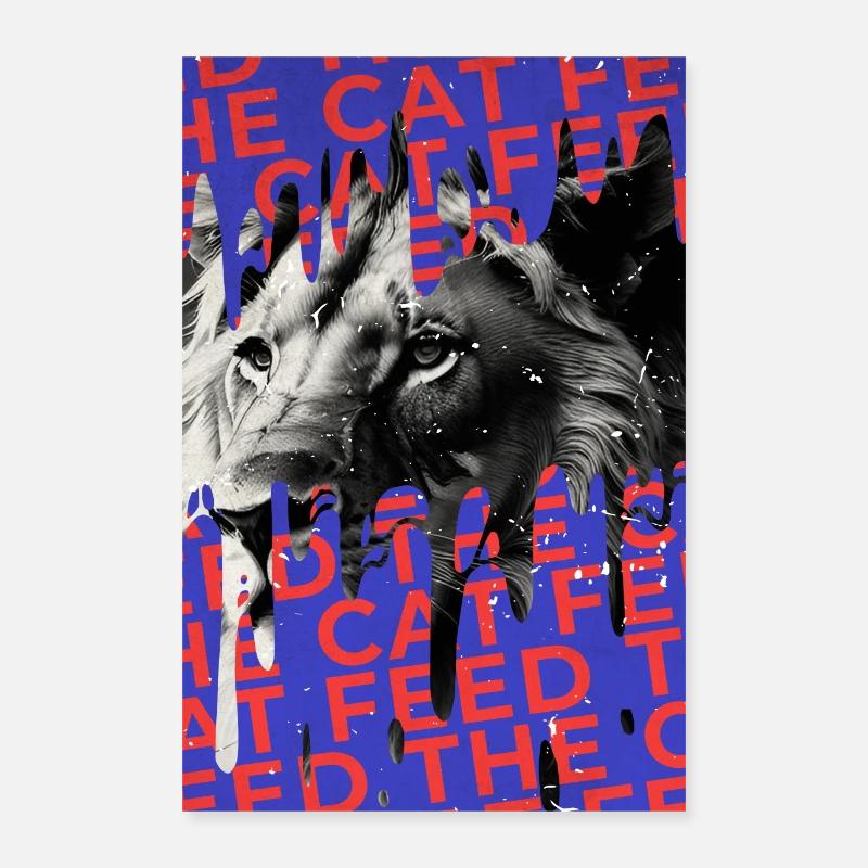 Feed the cat Poster - Poster 40x60 cm - Weiß