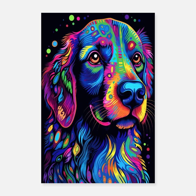 Psychedelischer Hund - Poster 40x60 cm - Weiß