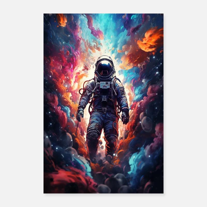 Psychedelic astronaut in space Poster 16" x 24" (40x60 cm)