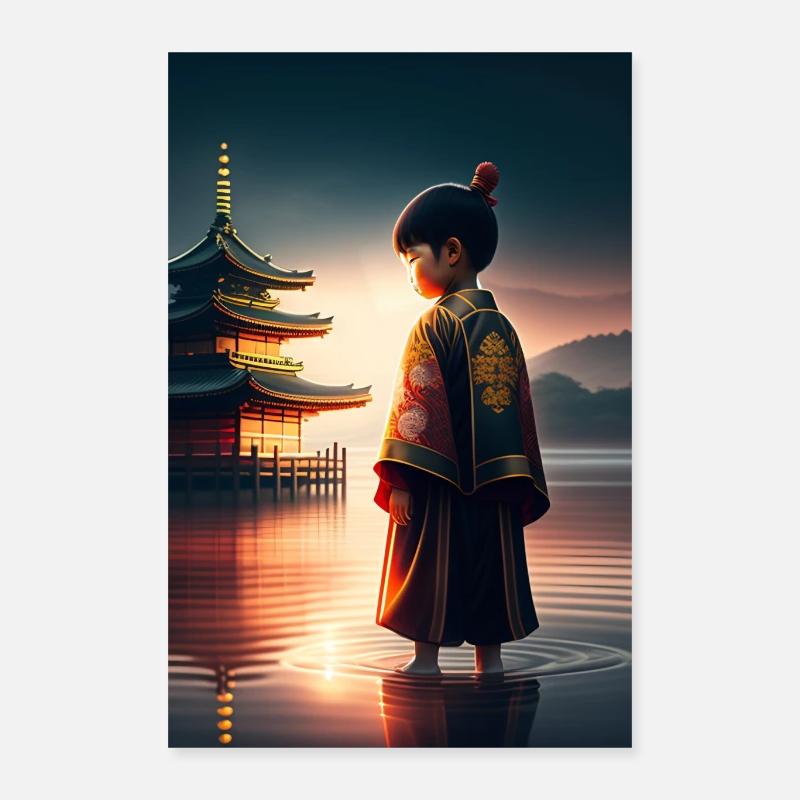 A samurai kid - Poster 40x60 cm - Weiß