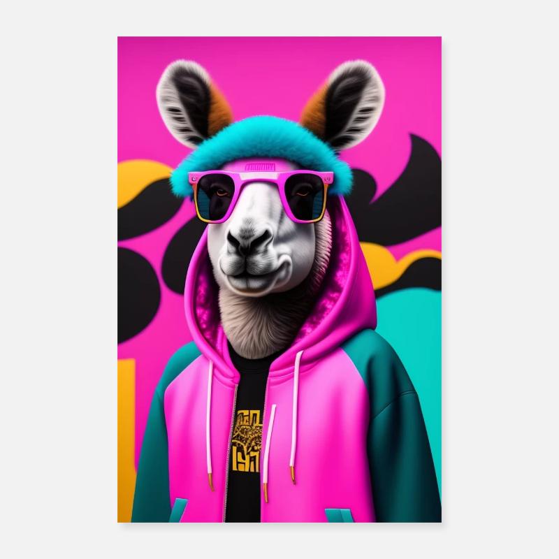 Llama Stylisch - Poster 40x60 cm - Weiß