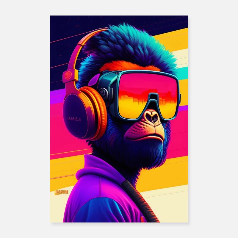Lunettes de soleil Monkey Casque Poster 40 x 60 cm