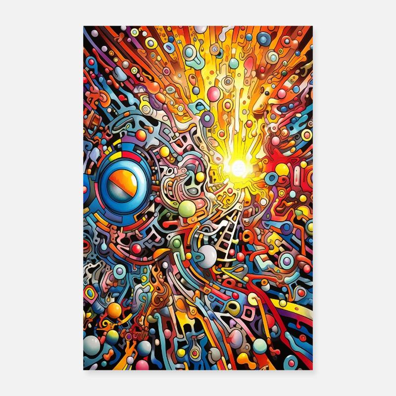 Art psychédélique abstrait - Poster 40 x 60 cm - blanc