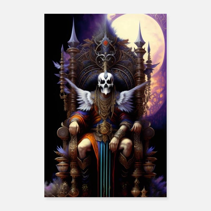 an old ugly grim jester with birds on his head Poster 16" x 24" (40x60 cm)