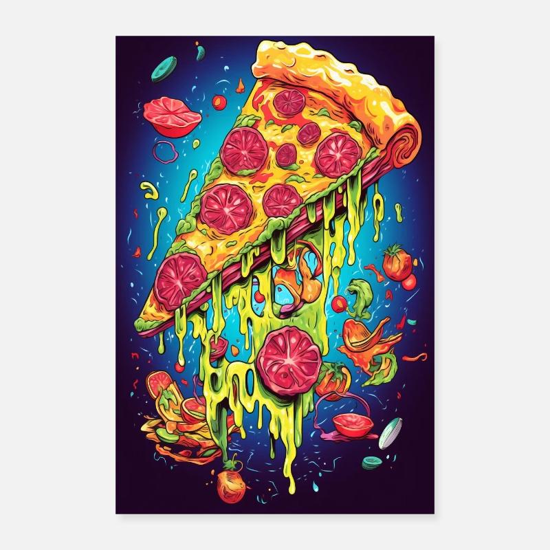 Psychedelic salami pizza Poster 16" x 24" (40x60 cm)