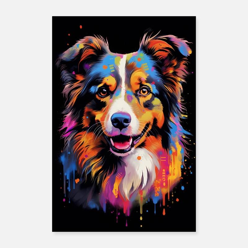 Australischer Schäferhund Aussie - Poster 40x60 cm - Weiß