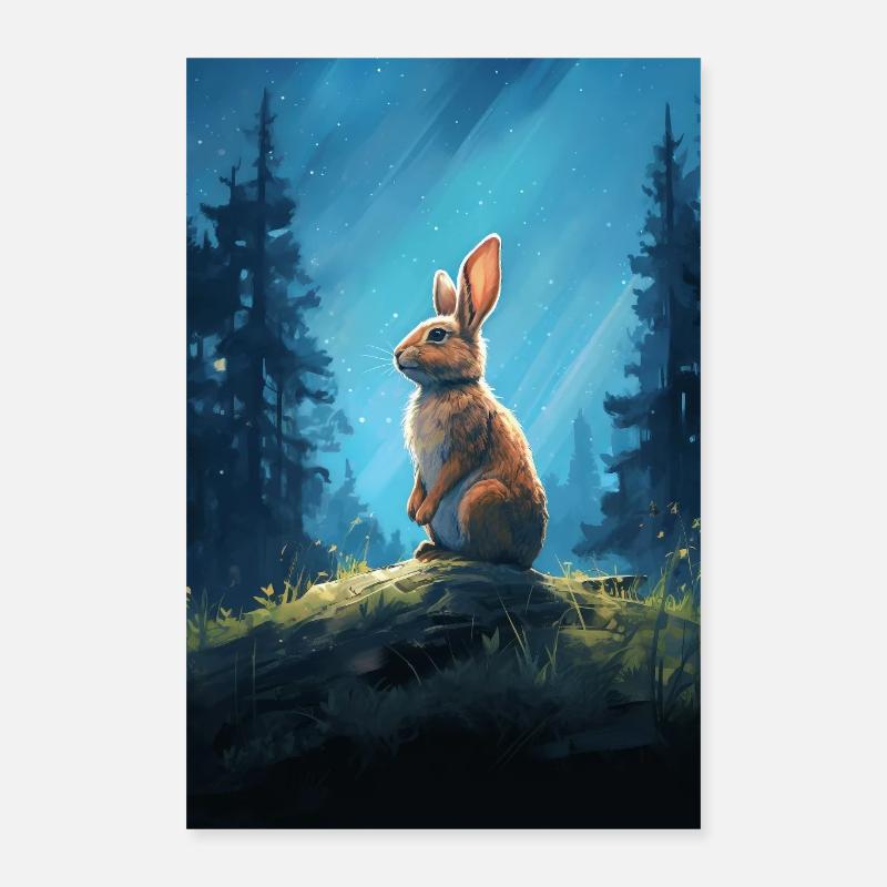 Rabbit In The Forest Bunny Poster 16" x 24" (40x60 cm)