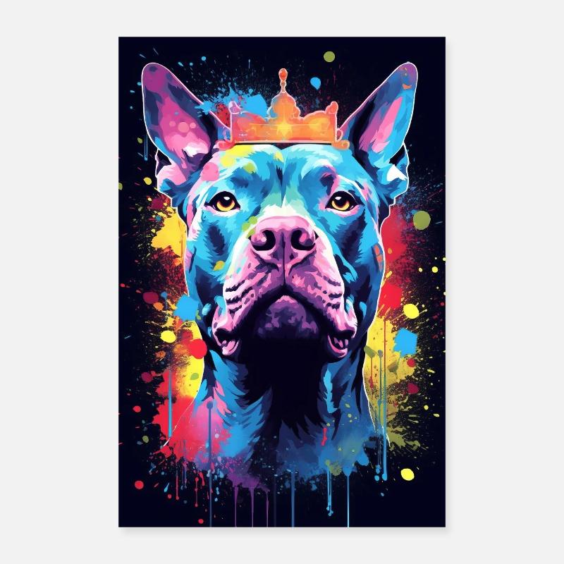 Pitbull Krone - Poster 40x60 cm - Weiß