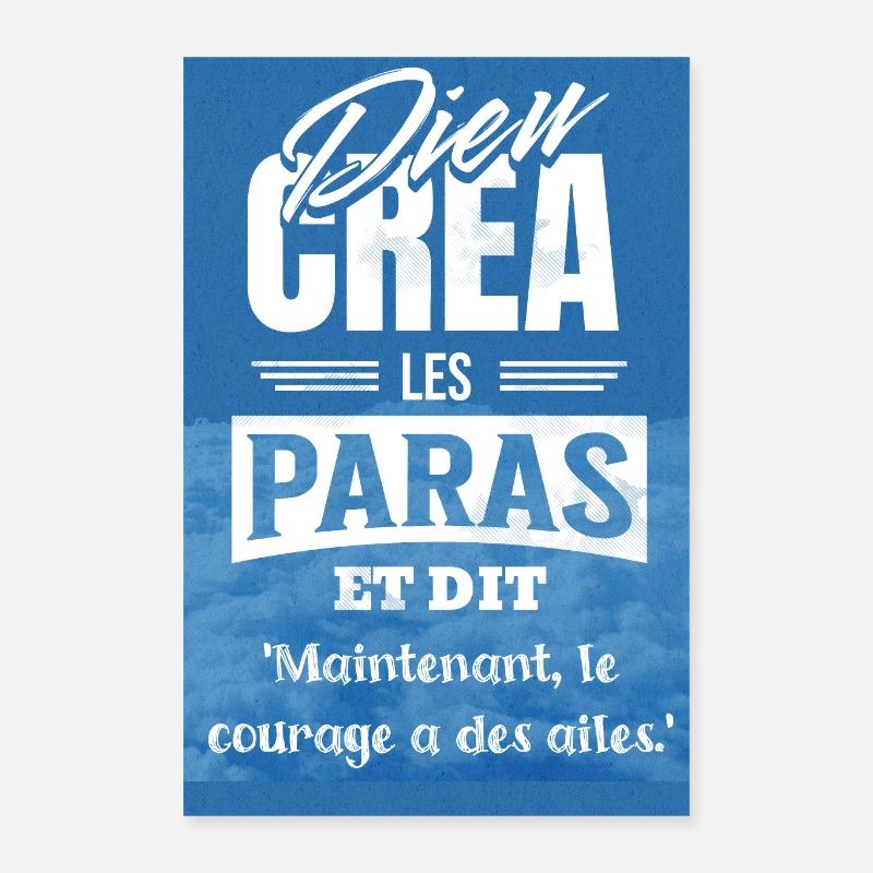 Dieu Créa les PARA et dit : Maintenant le coura... - Poster 40 x 60 cm - blanc