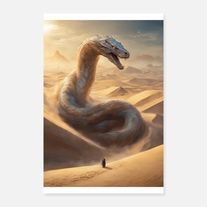 Serpent géant dans le désert - Poster 40 x 60 cm - blanc