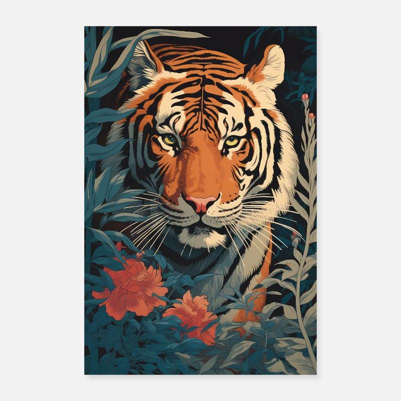 tigre - Poster 40 x 60 cm - blanc