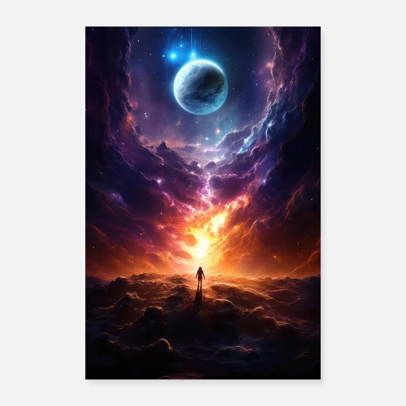 galaxy planets space - Poster 16" x 24" (40x60 cm) - white
